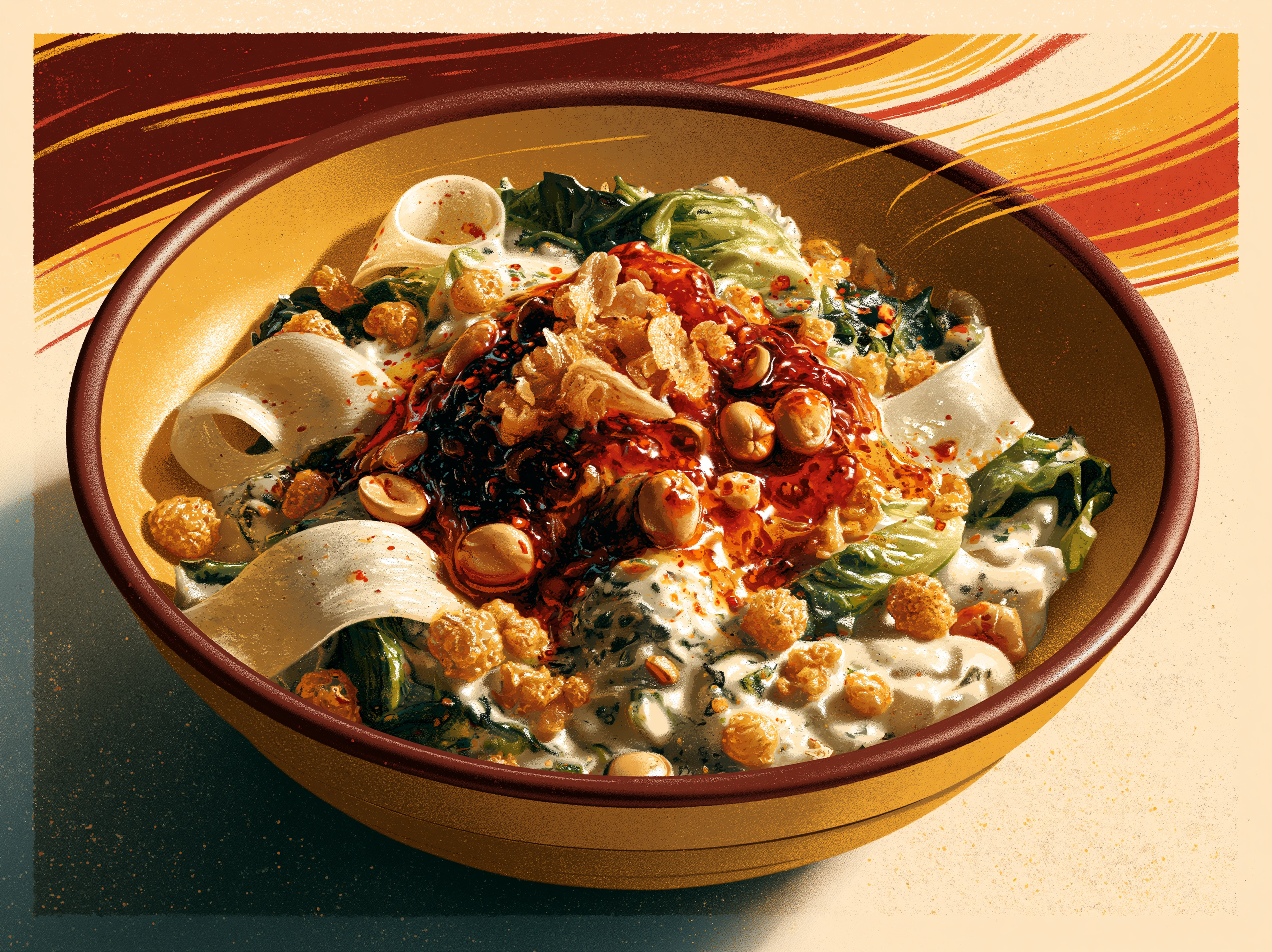 Chili Crisp Crispy Rice Caesar Salad